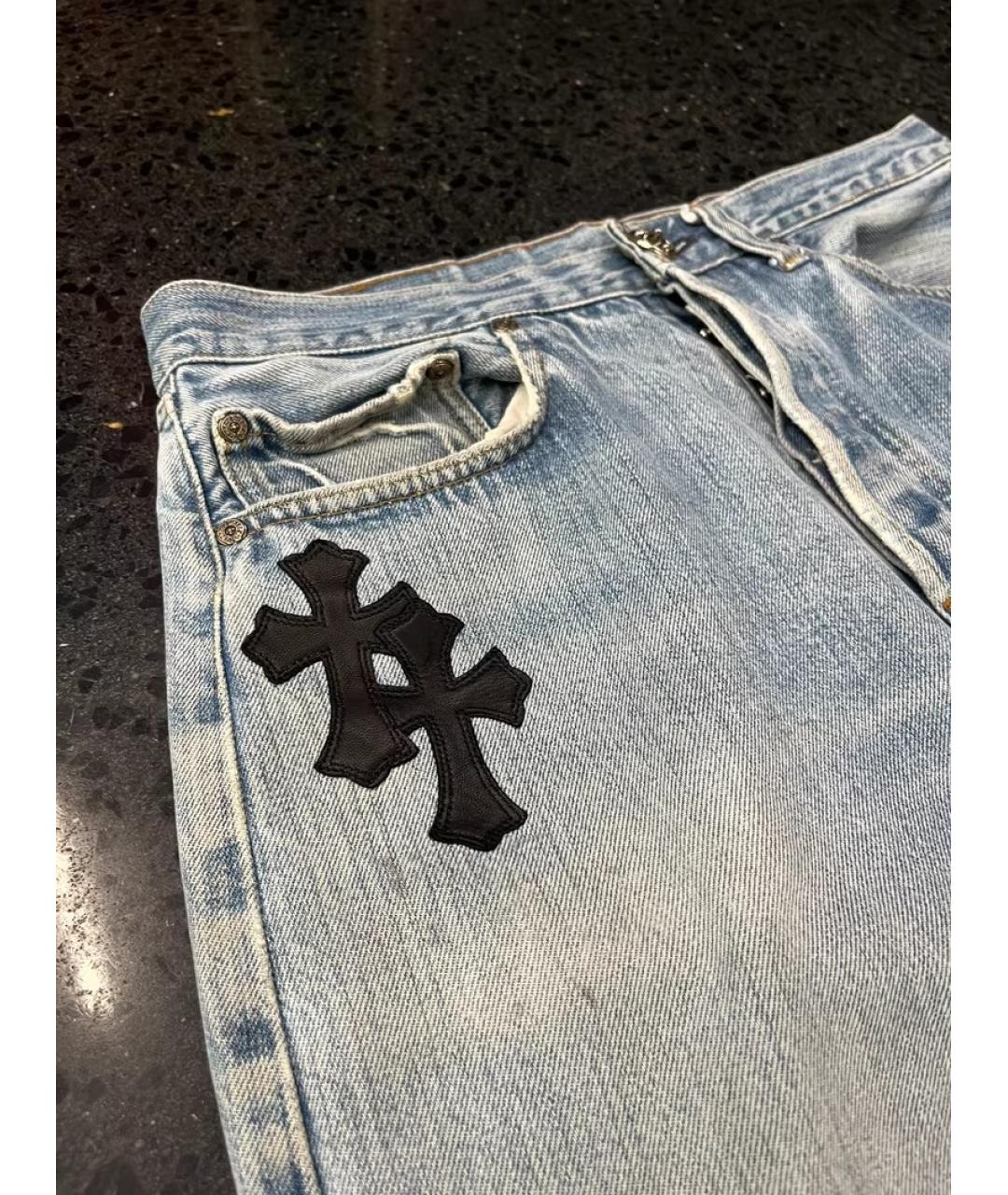 CHROME HEARTS Голубые хлопковые прямые джинсы, фото 6