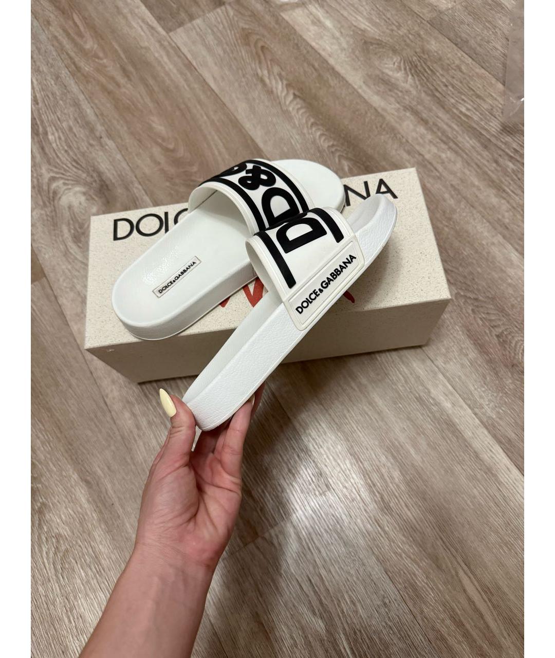 DOLCE&GABBANA Белые резиновые шлепанцы, фото 2