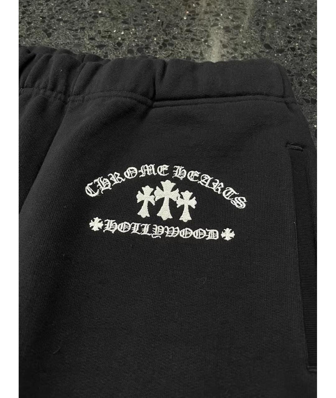 CHROME HEARTS Черные хлопковые прямые брюки, фото 3