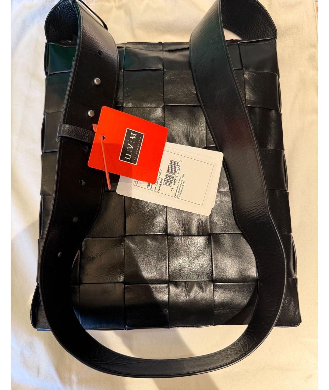 BOTTEGA VENETA Черная кожаная сумка на плечо, фото 3