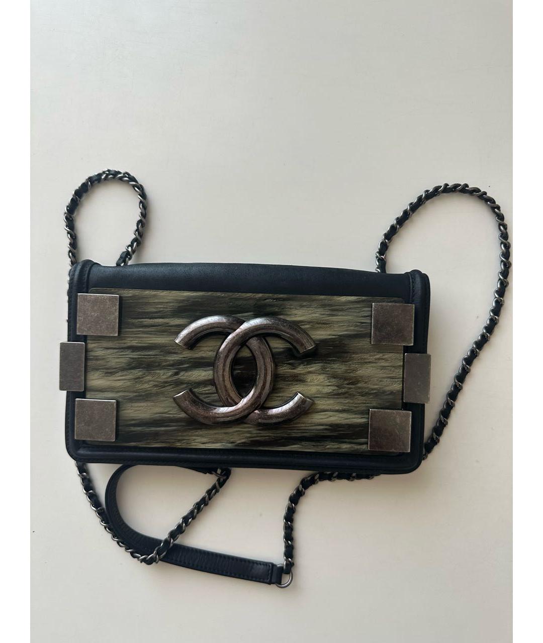 CHANEL Антрацитовая кожаная сумка через плечо, фото 8