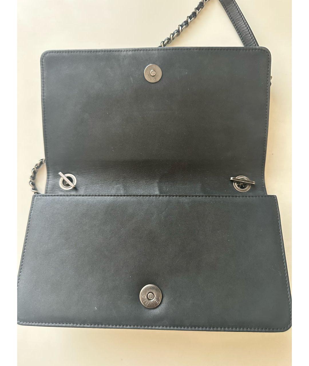 CHANEL Антрацитовая кожаная сумка через плечо, фото 2