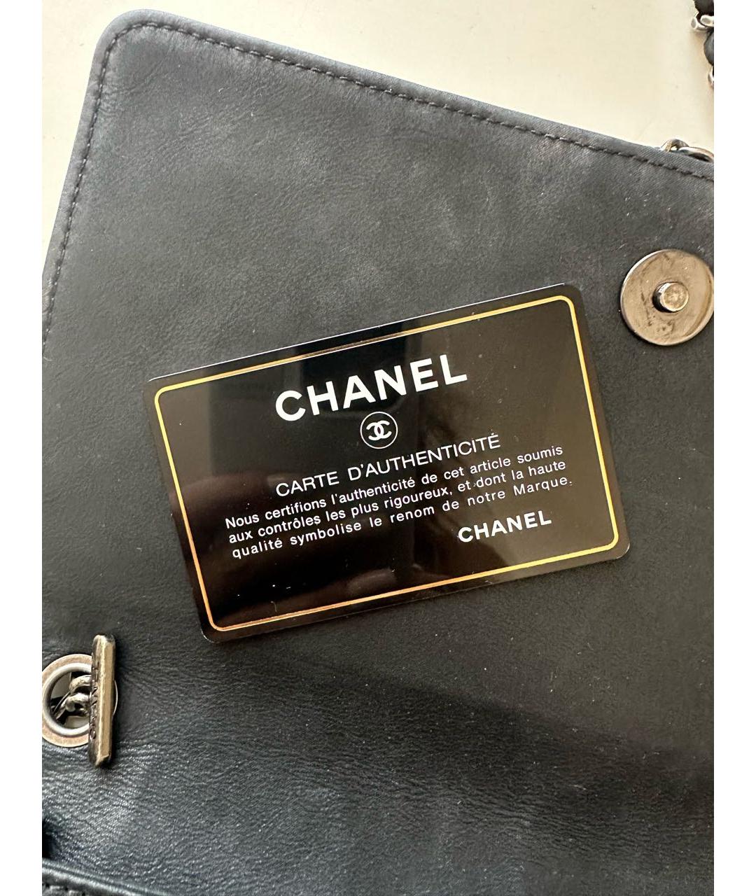 CHANEL Антрацитовая кожаная сумка через плечо, фото 5
