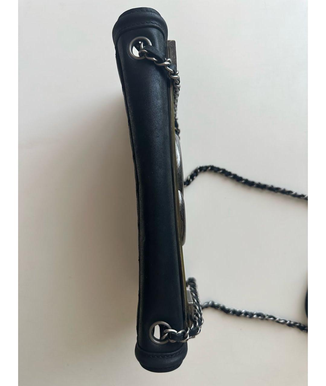 CHANEL Антрацитовая кожаная сумка через плечо, фото 7