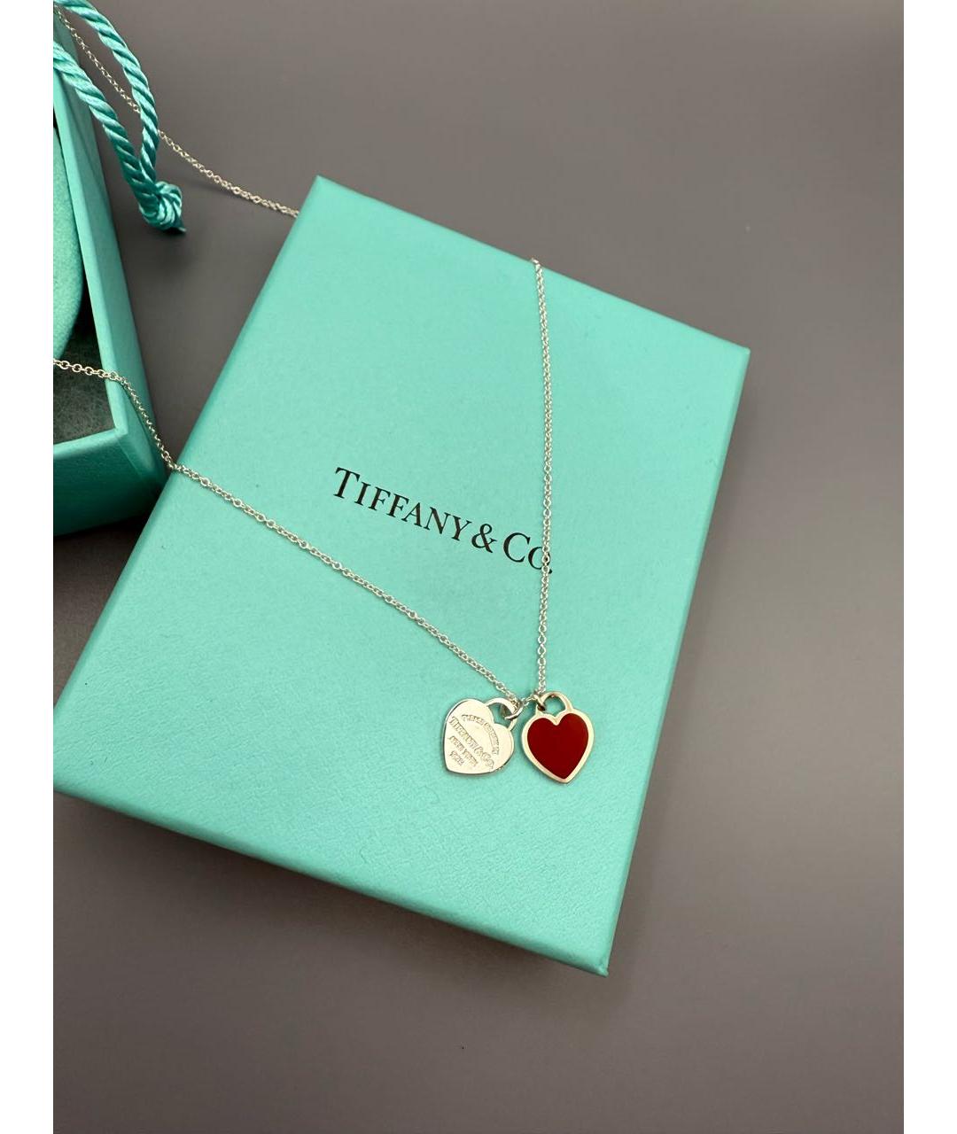 TIFFANY&CO Бордовая серебряная подвеска, фото 4