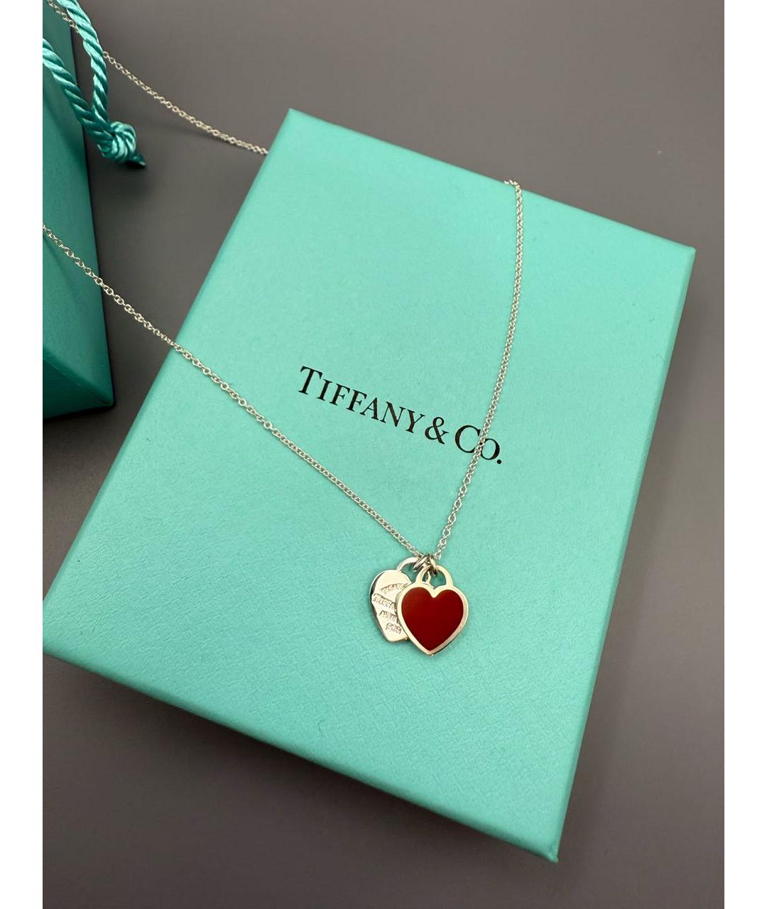 TIFFANY&CO Бордовая серебряная подвеска, фото 3