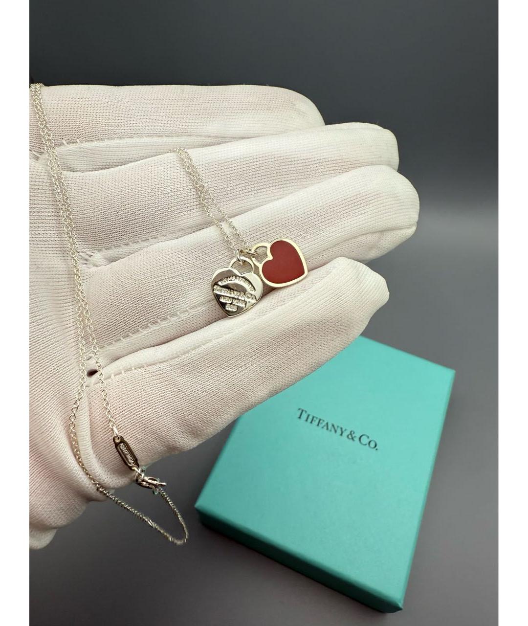 TIFFANY&CO Бордовая серебряная подвеска, фото 5