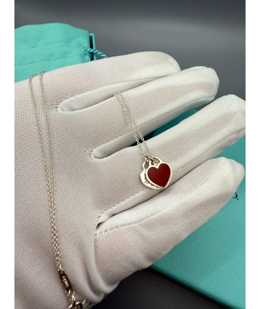 TIFFANY&CO Бордовая серебряная подвеска, фото 6