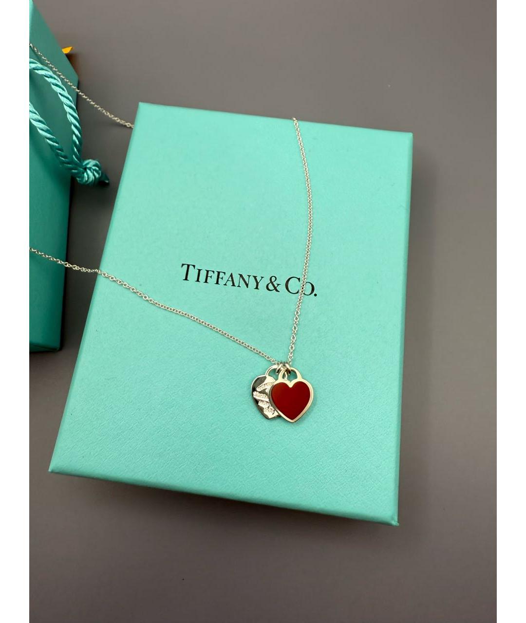 TIFFANY&CO Бордовая серебряная подвеска, фото 2
