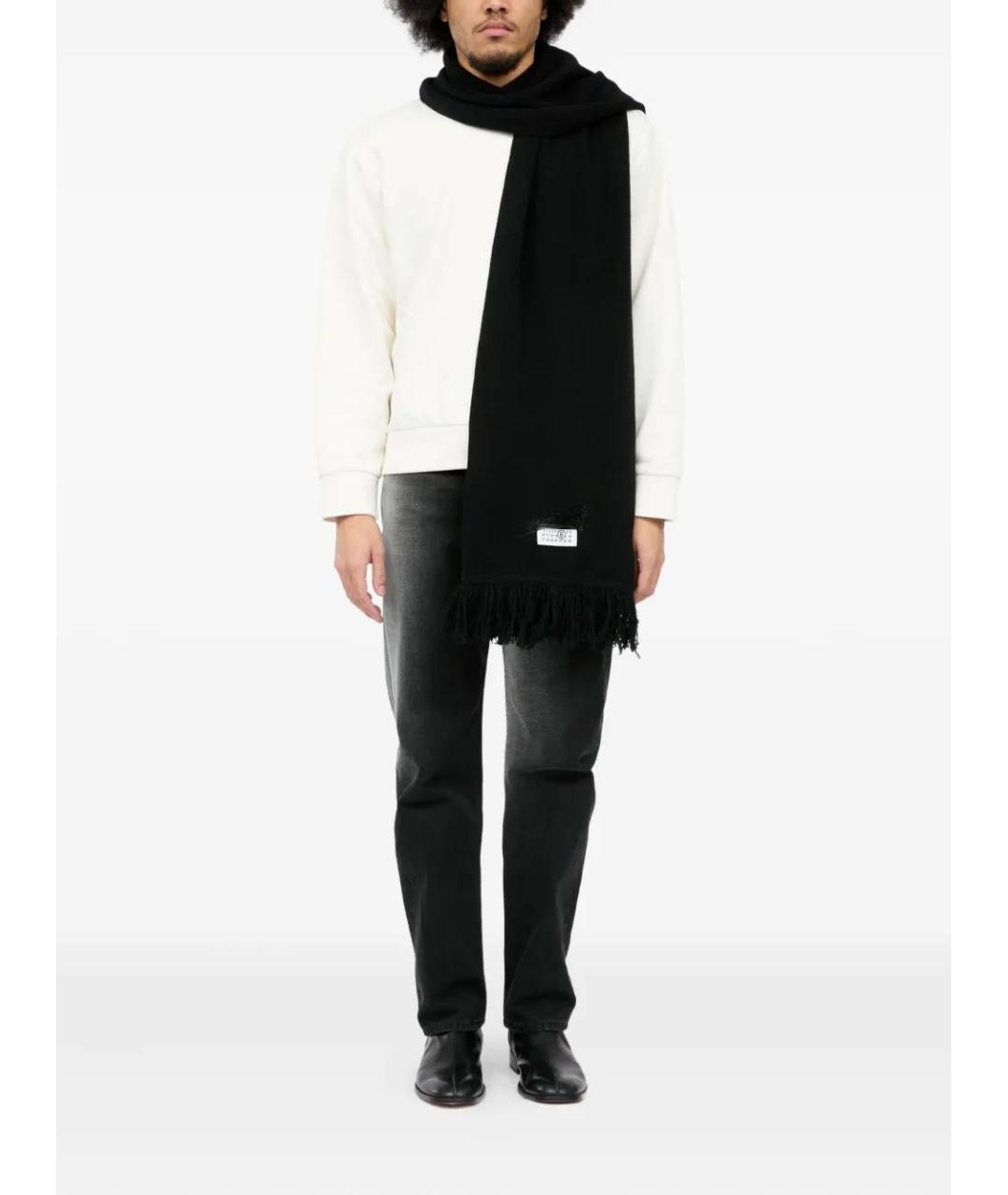 MM6 MAISON MARGIELA Черный шерстяной шарф, фото 3