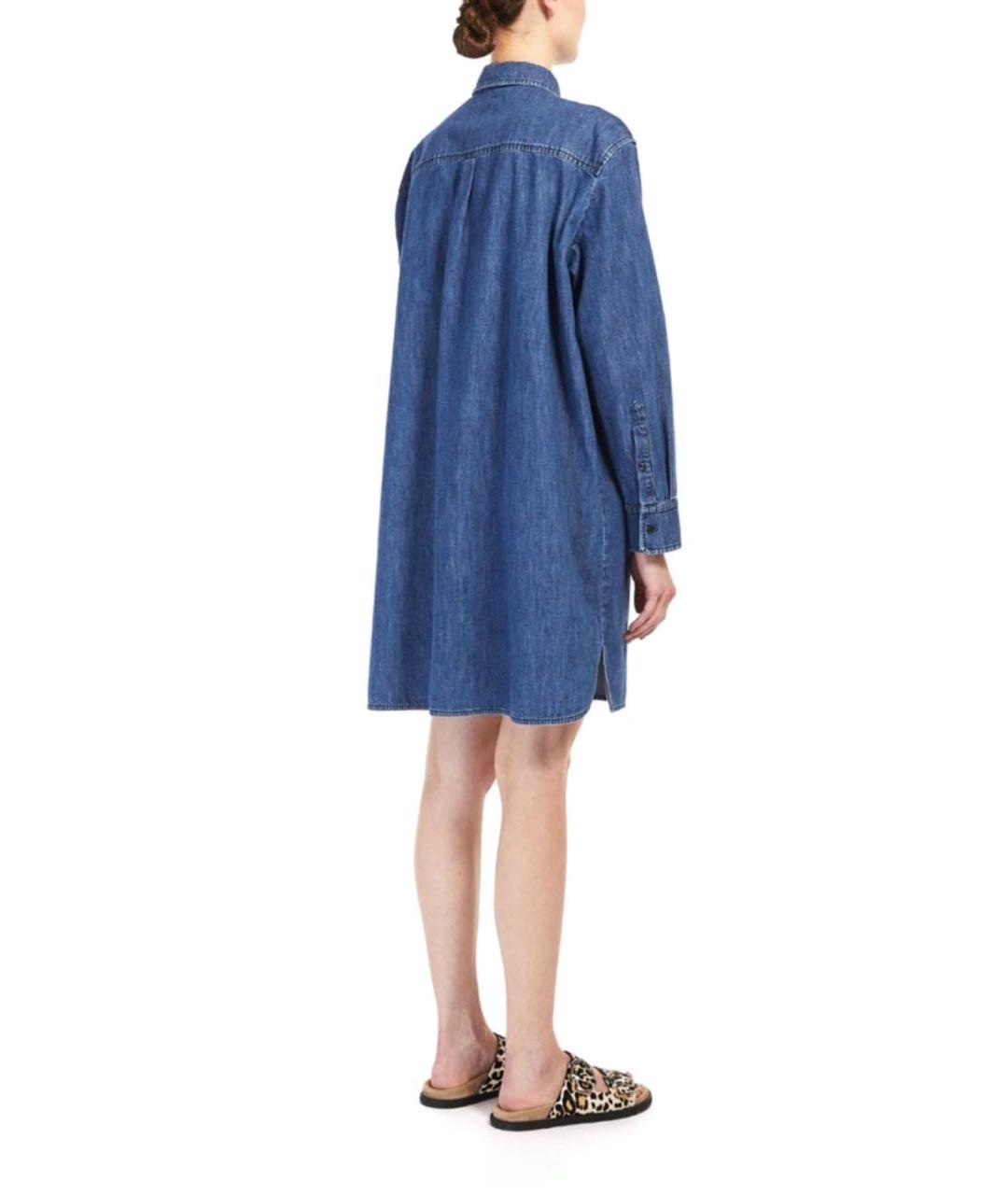 WEEKEND MAX MARA Синее хлопковое повседневное платье, фото 7