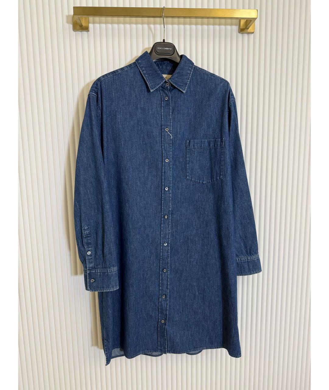 WEEKEND MAX MARA Синее хлопковое повседневное платье, фото 3