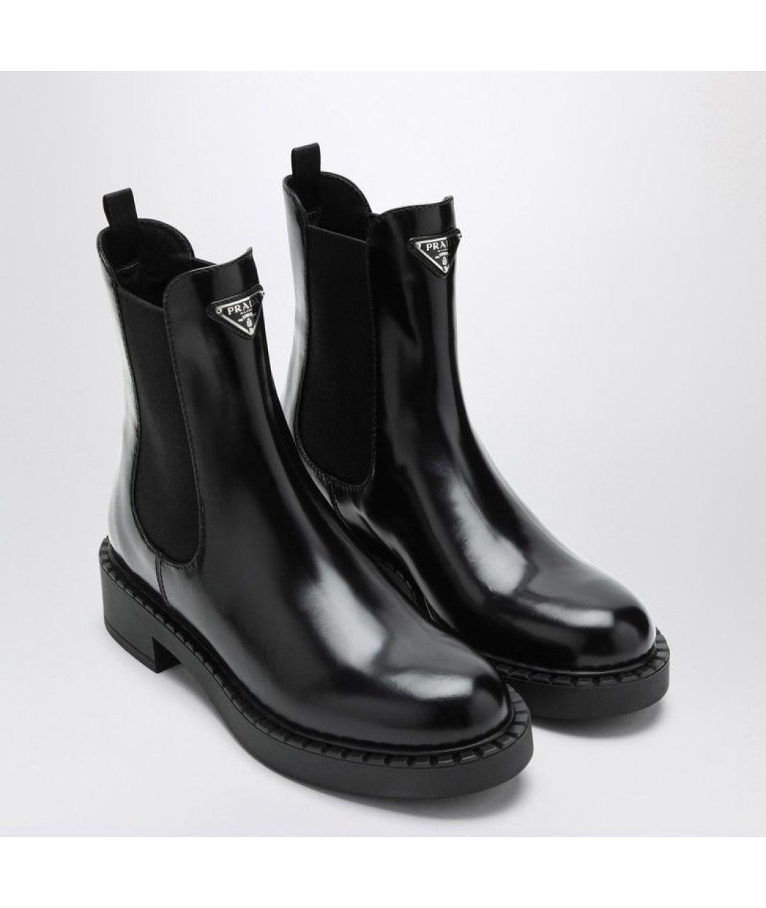 PRADA Черные кожаные ботинки, фото 2