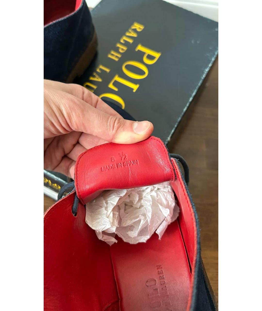 POLO RALPH LAUREN Синие замшевые низкие ботинки, фото 7