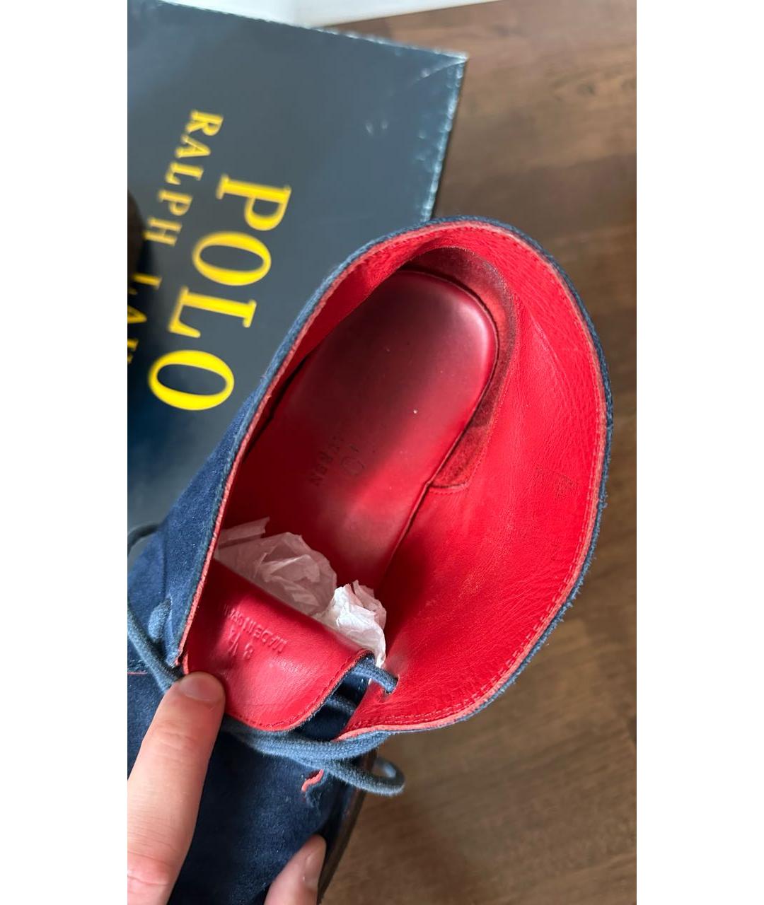 POLO RALPH LAUREN Синие замшевые низкие ботинки, фото 3