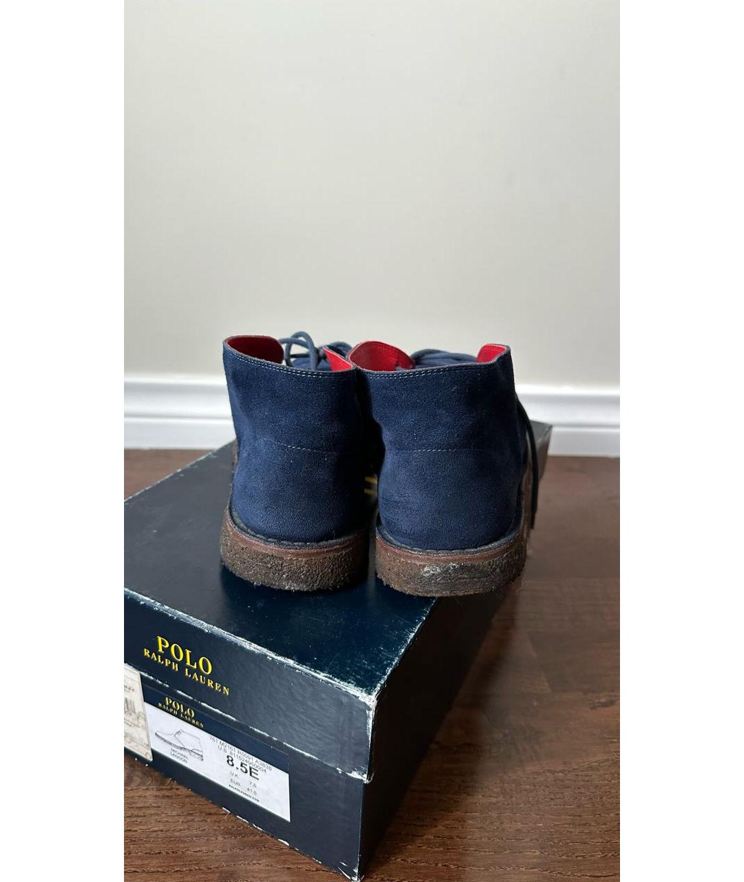 POLO RALPH LAUREN Синие замшевые низкие ботинки, фото 4