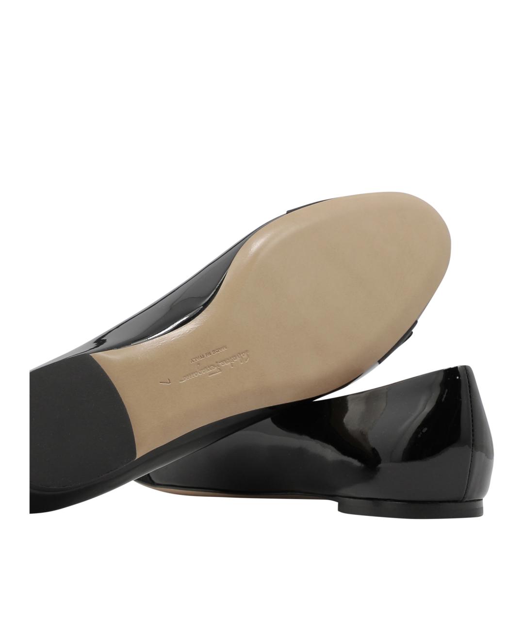 FERRAGAMO Черные кожаные балетки, фото 5