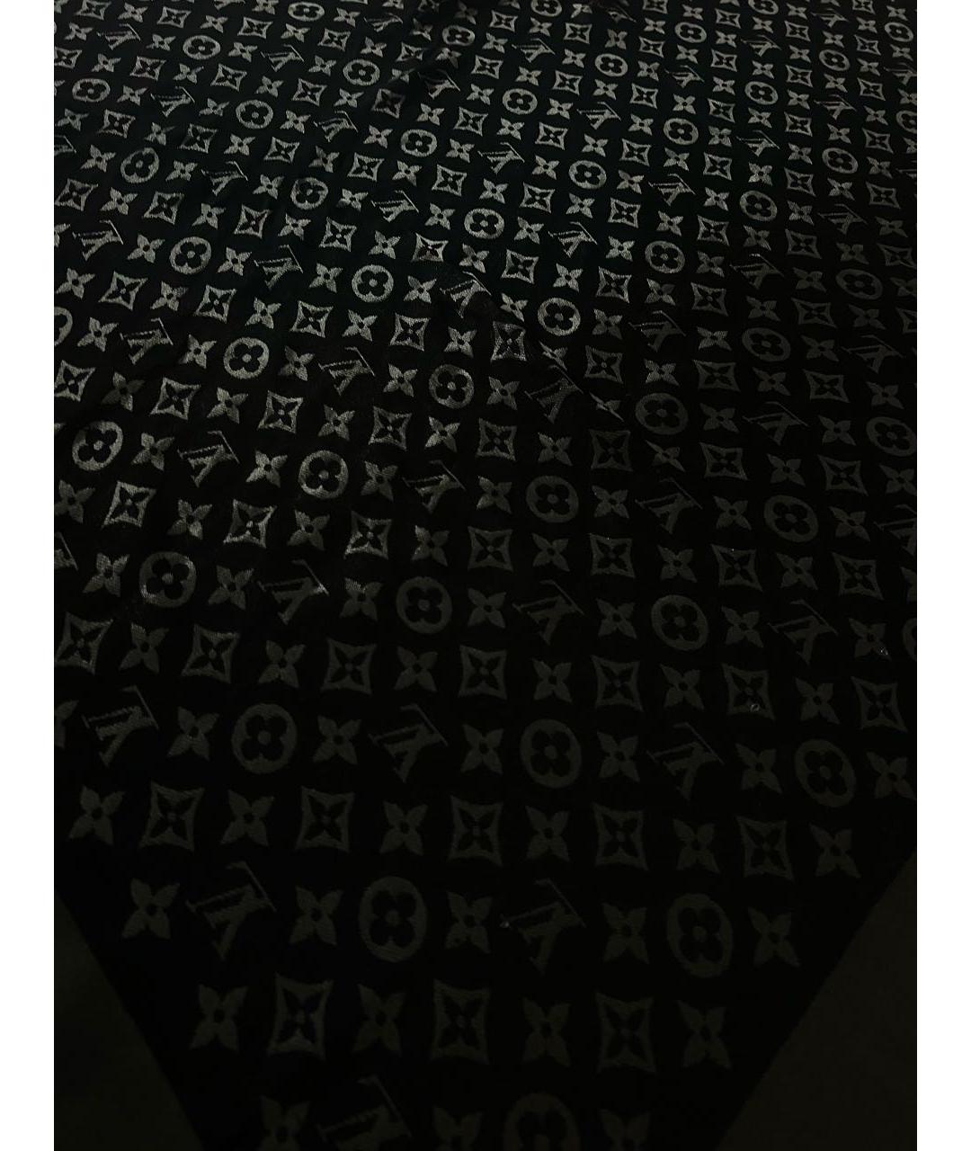LOUIS VUITTON Антрацитовый шелковый платок, фото 2