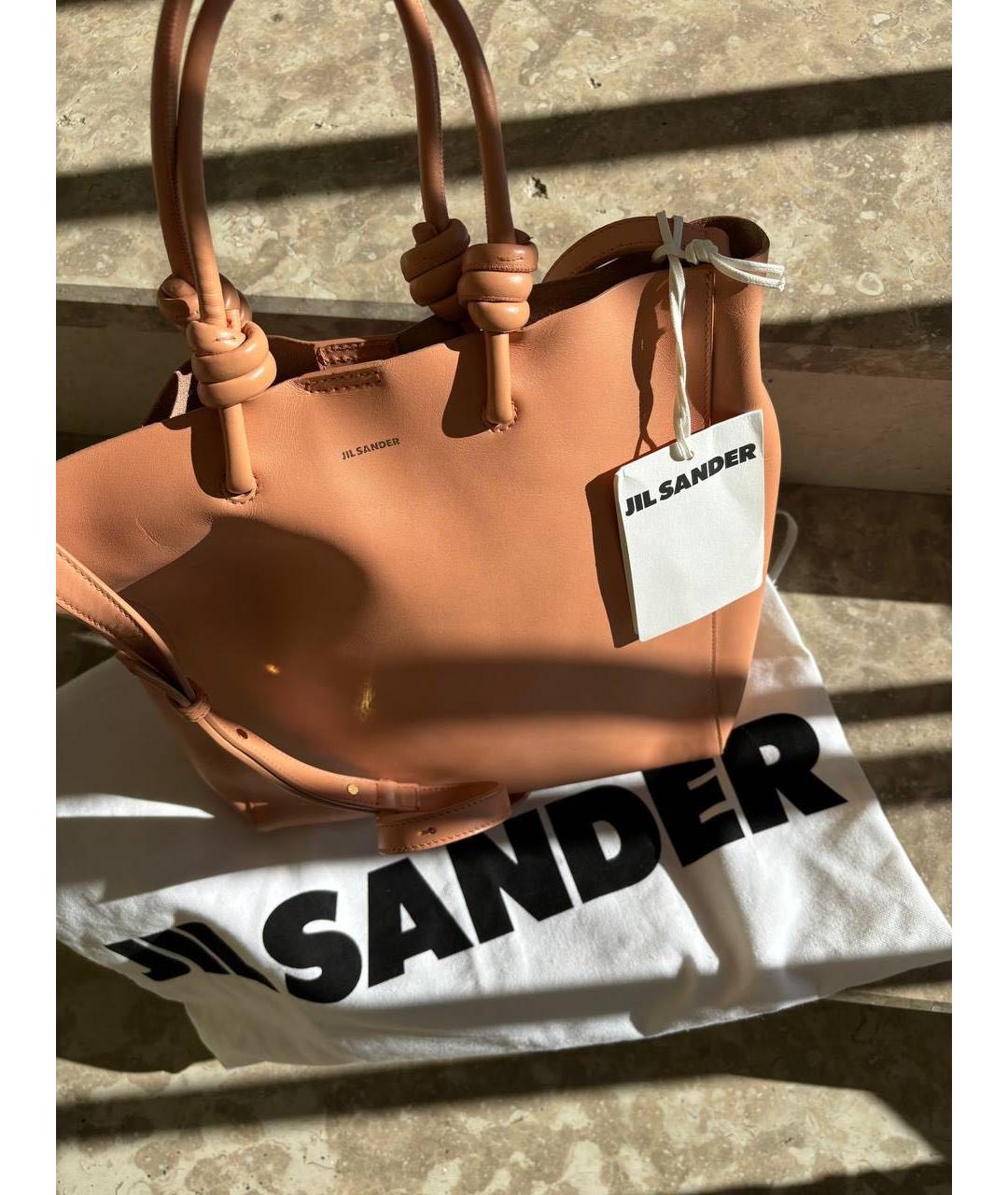 JIL SANDER Коралловая кожаная сумка тоут, фото 3
