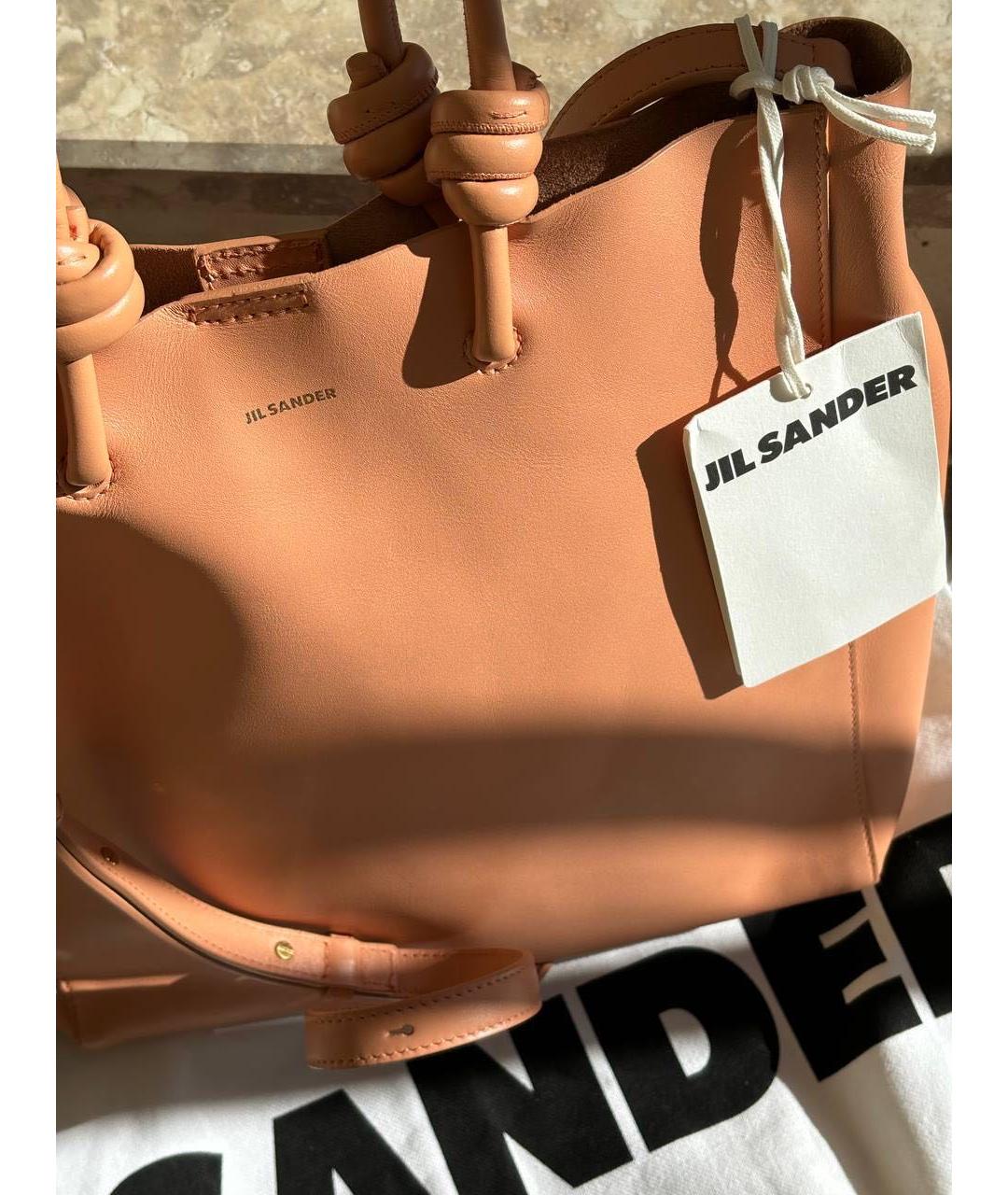 JIL SANDER Коралловая кожаная сумка тоут, фото 4