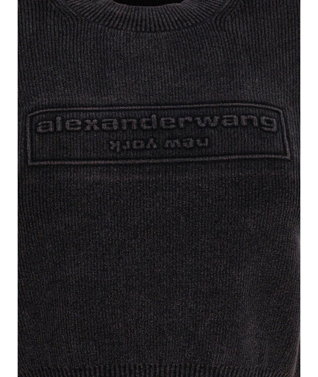 ALEXANDER WANG Черная хлопковая футболка, фото 3