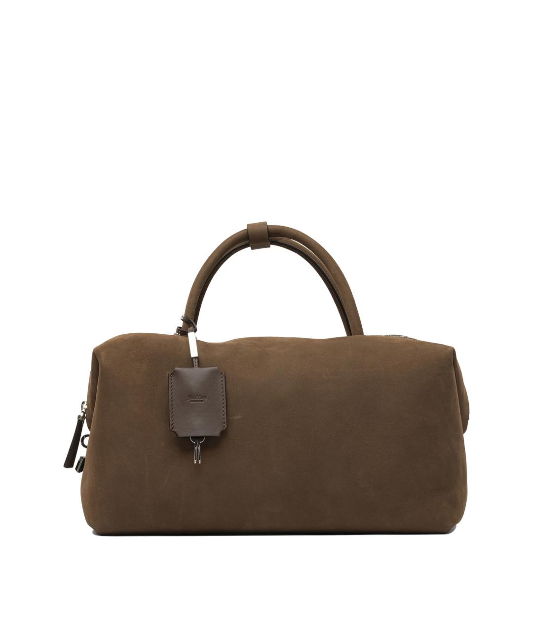 MAX MARA Коричневая замшевая сумка с короткими ручками, фото 1