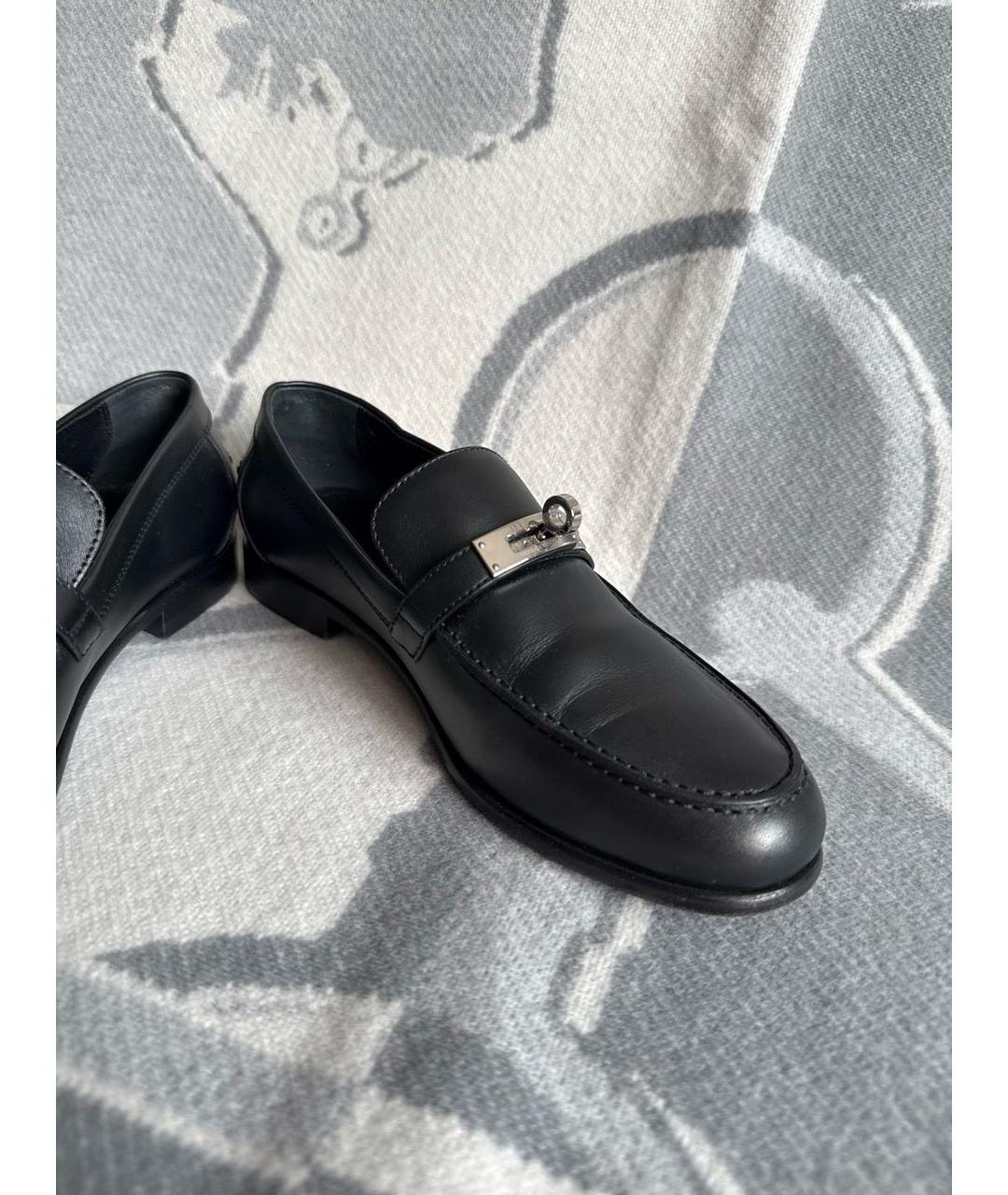 HERMES Черные кожаные лоферы, фото 6