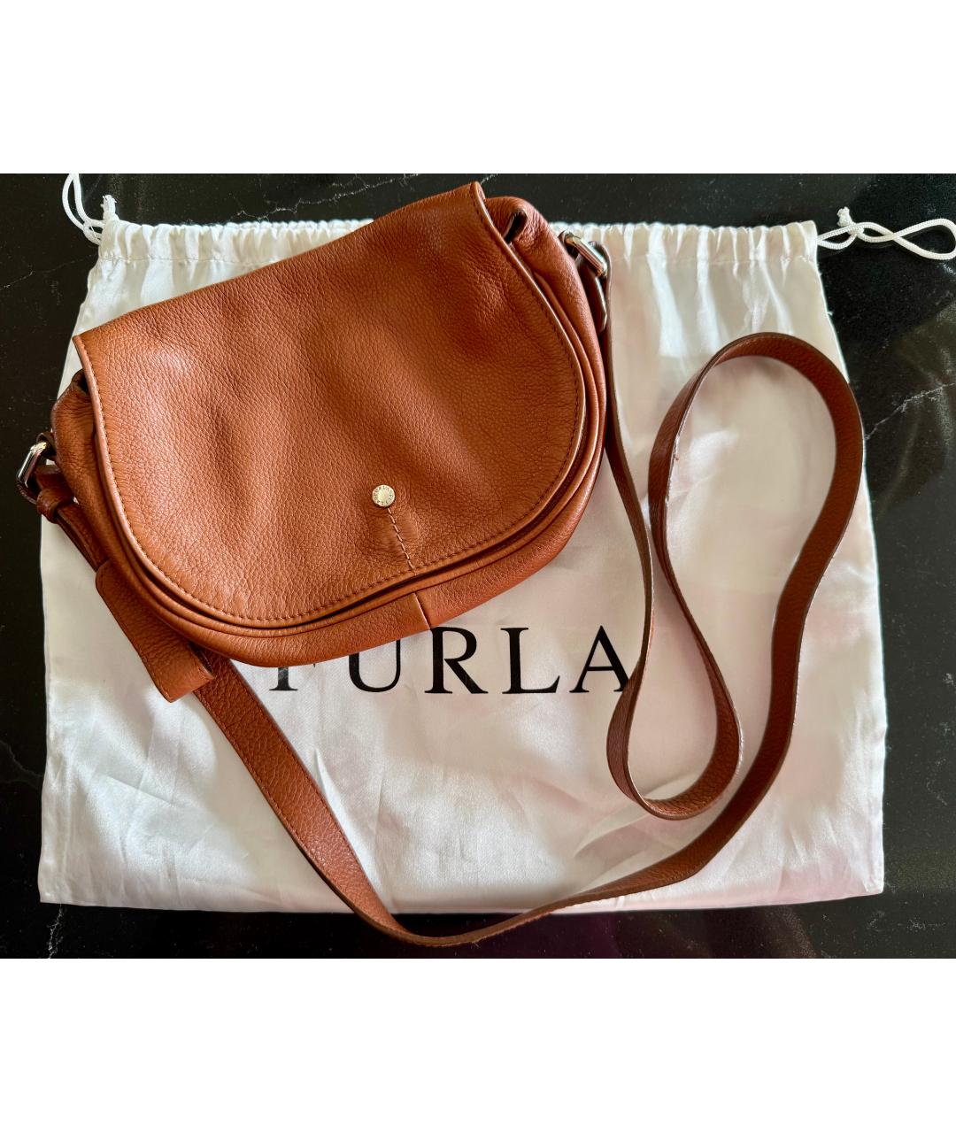 FURLA Коричневая кожаная сумка через плечо, фото 5