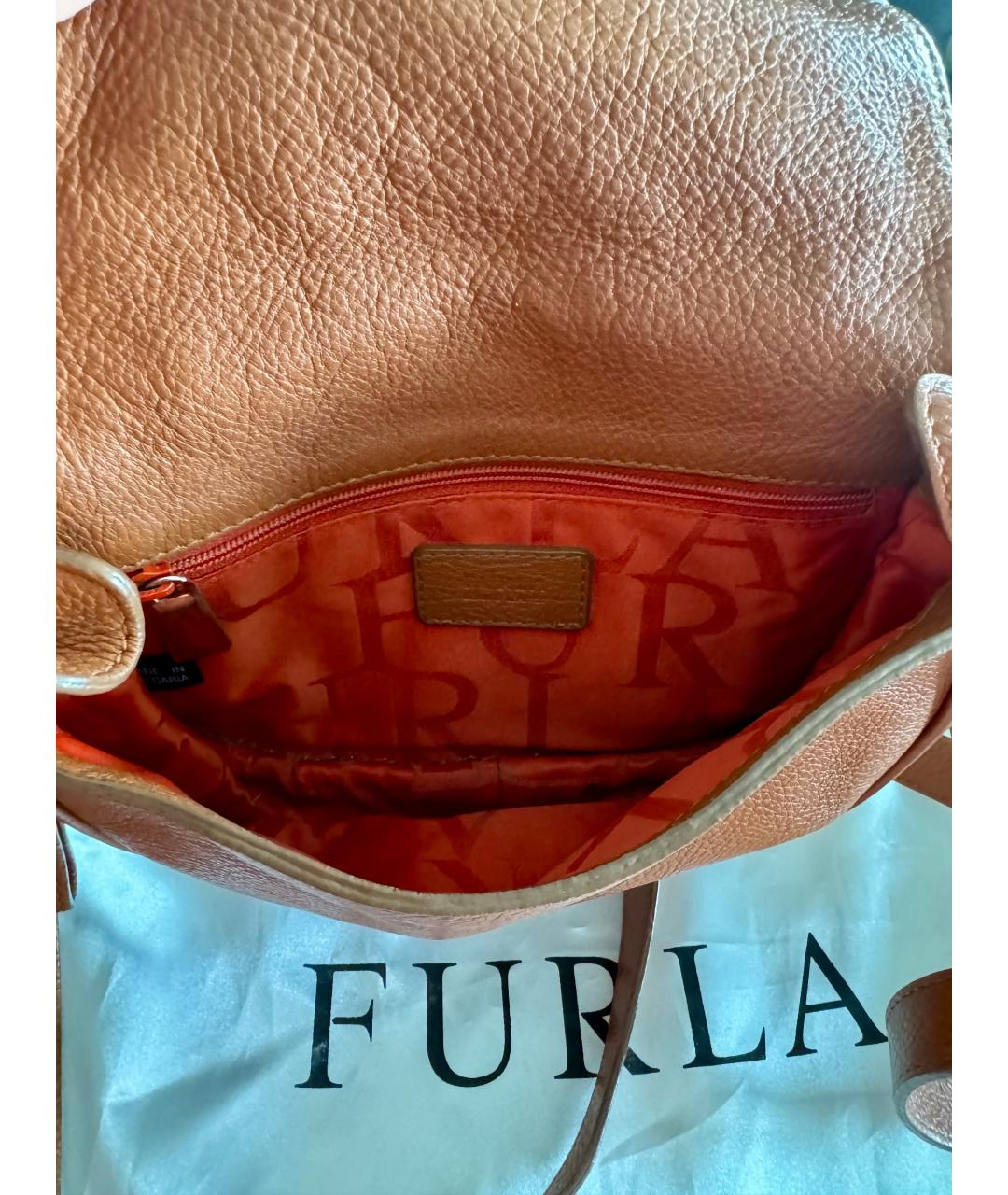 FURLA Коричневая кожаная сумка через плечо, фото 4