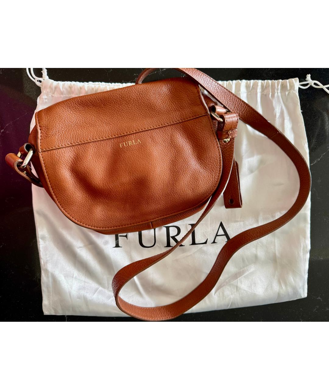 FURLA Коричневая кожаная сумка через плечо, фото 3