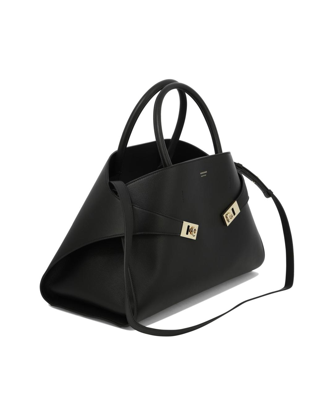 FERRAGAMO Черная кожаная сумка тоут, фото 2