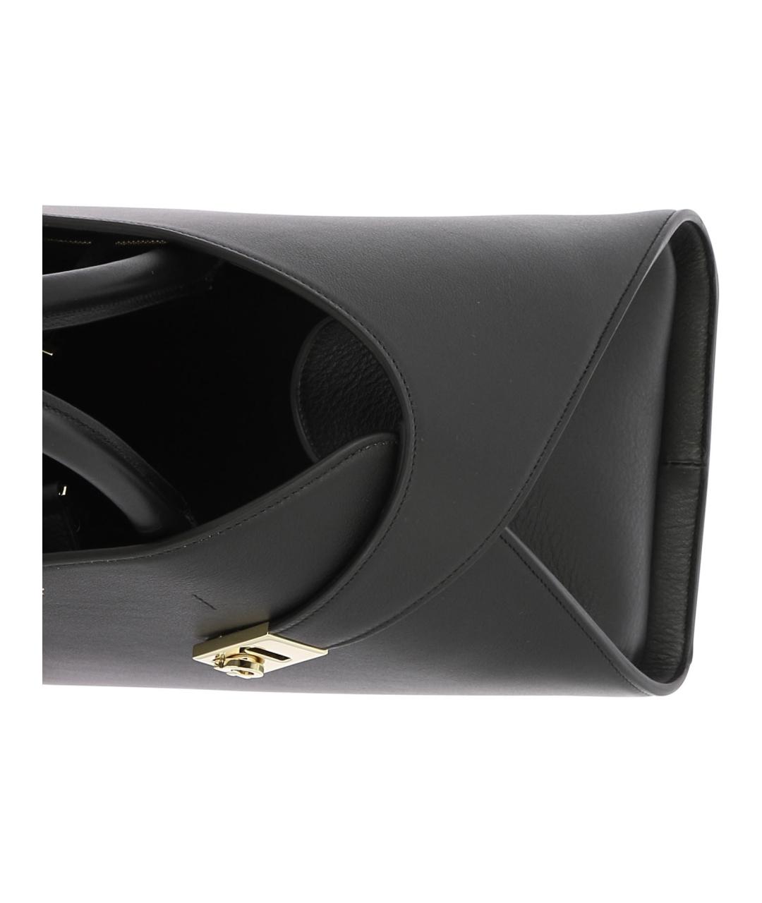 FERRAGAMO Черная кожаная сумка тоут, фото 5