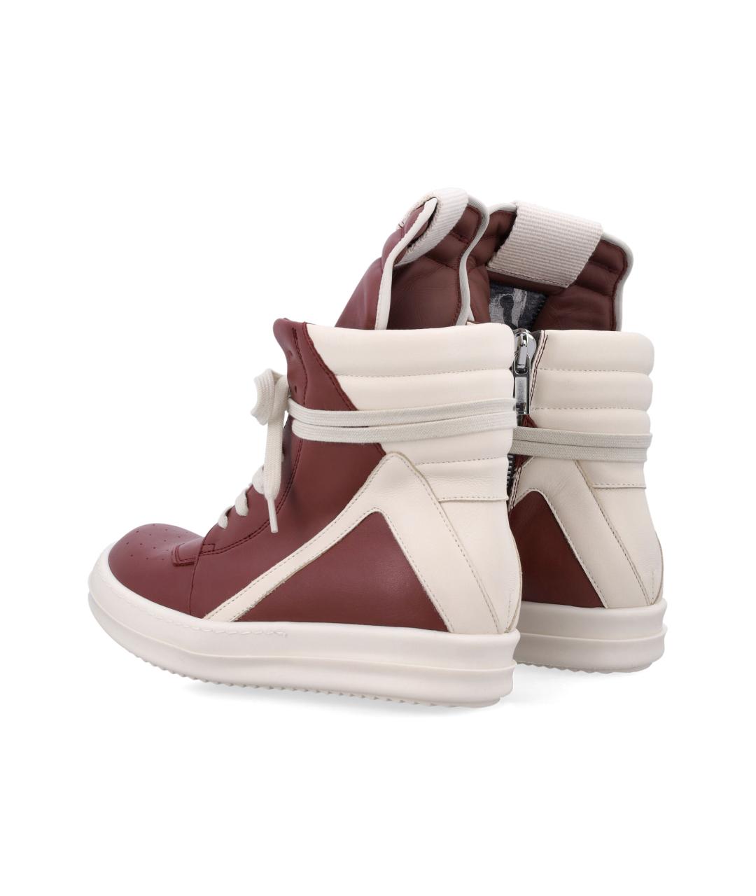 RICK OWENS Бордовые кожаные кроссовки, фото 4