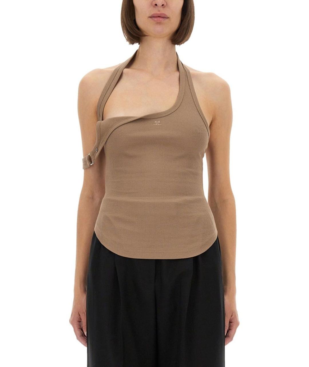 COURREGES Бежевая хлопковая майка, фото 5