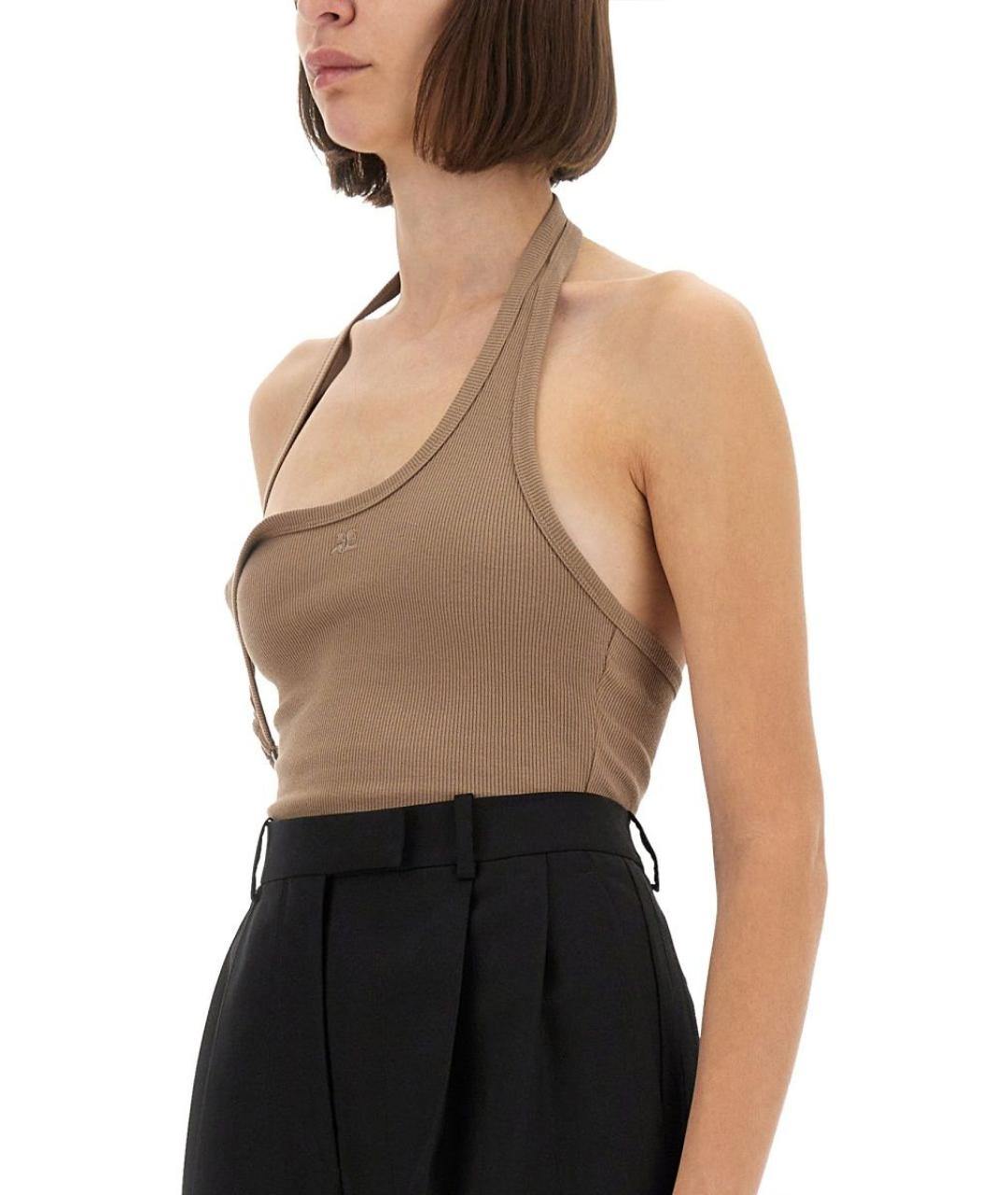 COURREGES Бежевая хлопковая майка, фото 4