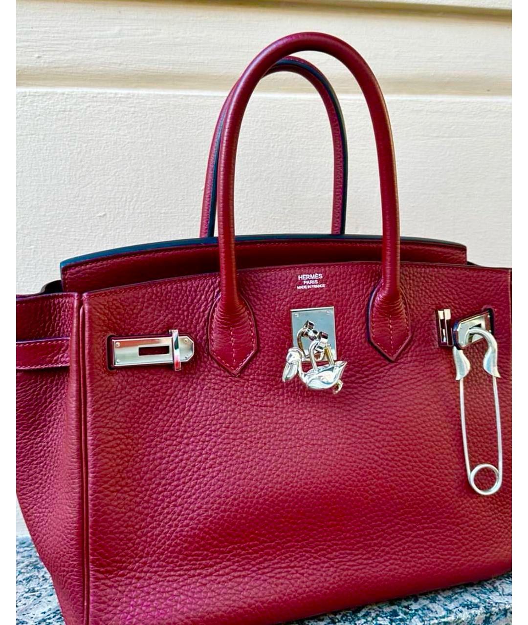 HERMES Красная кожаная сумка с короткими ручками, фото 8