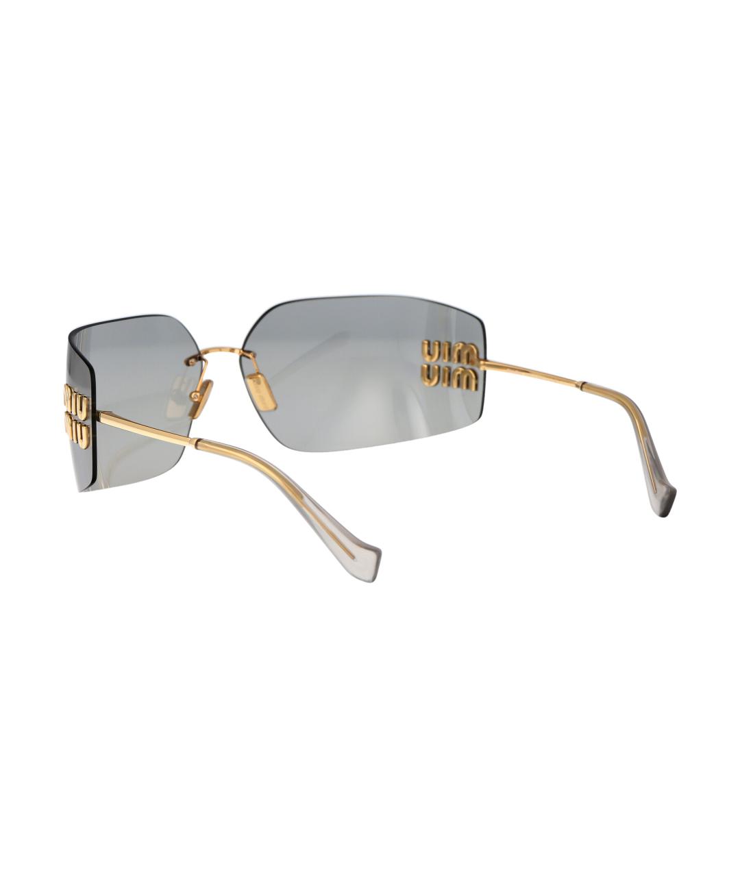 MIU MIU Золотые металлические солнцезащитные очки, фото 4