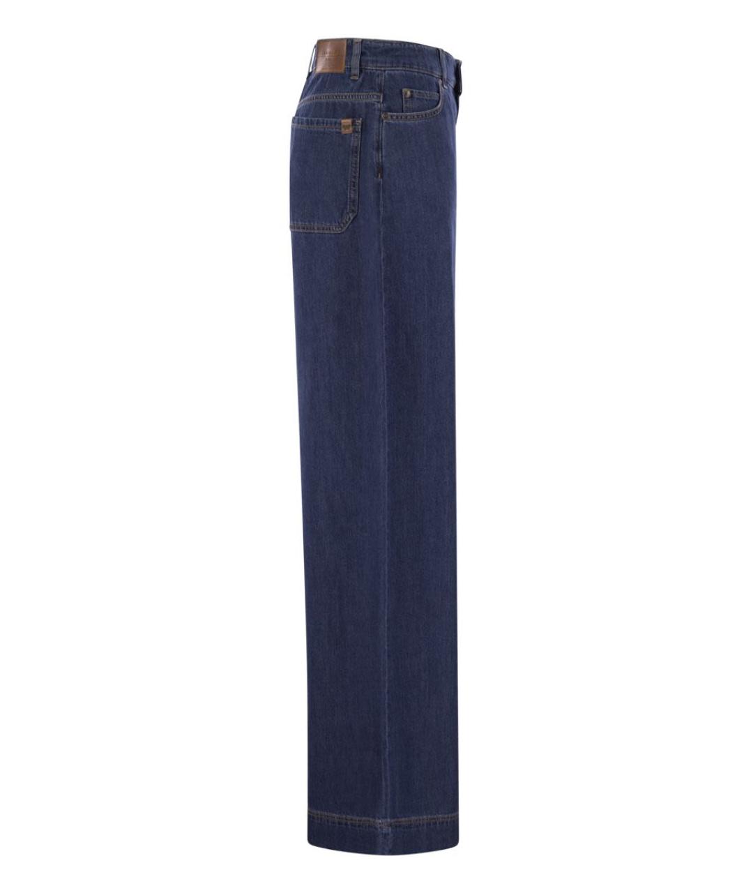 WEEKEND MAX MARA Темно-синие хлопковые прямые джинсы, фото 3