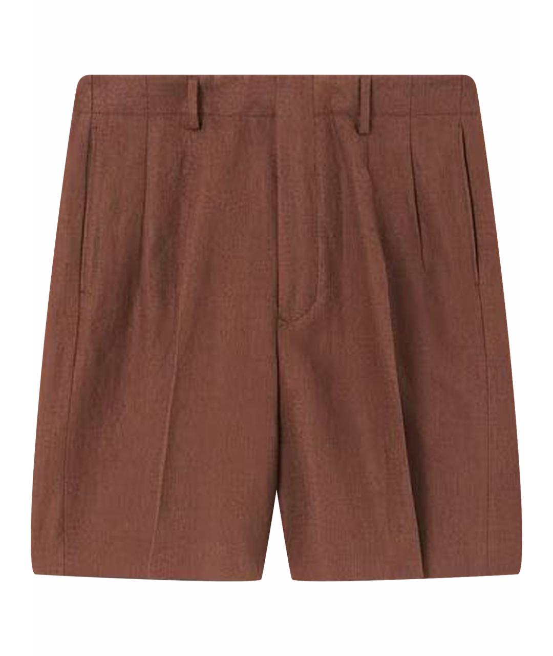LORO PIANA Бордовые льняные шорты, фото 1