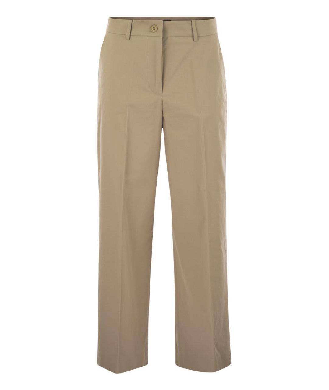 WEEKEND MAX MARA Бежевые хлопковые прямые брюки, фото 1