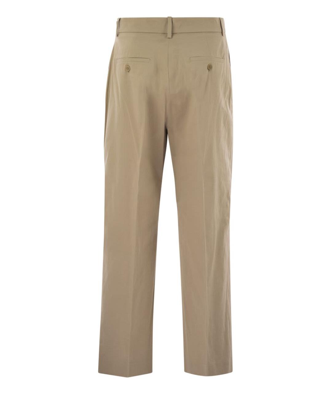 WEEKEND MAX MARA Бежевые хлопковые прямые брюки, фото 2