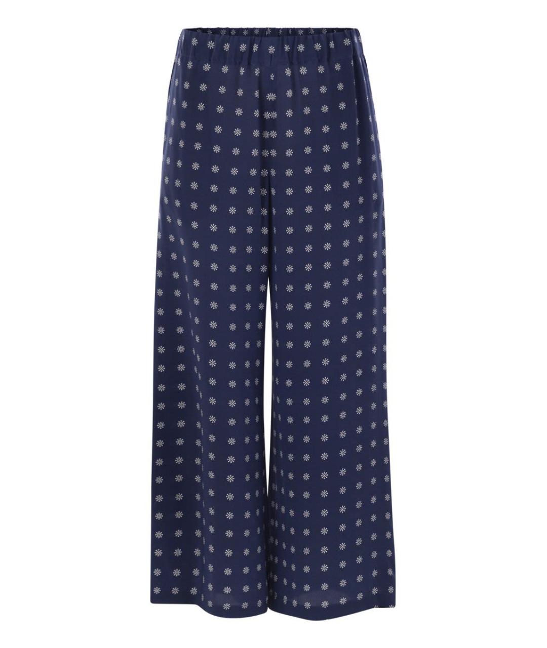 WEEKEND MAX MARA Синие шелковые прямые брюки, фото 1