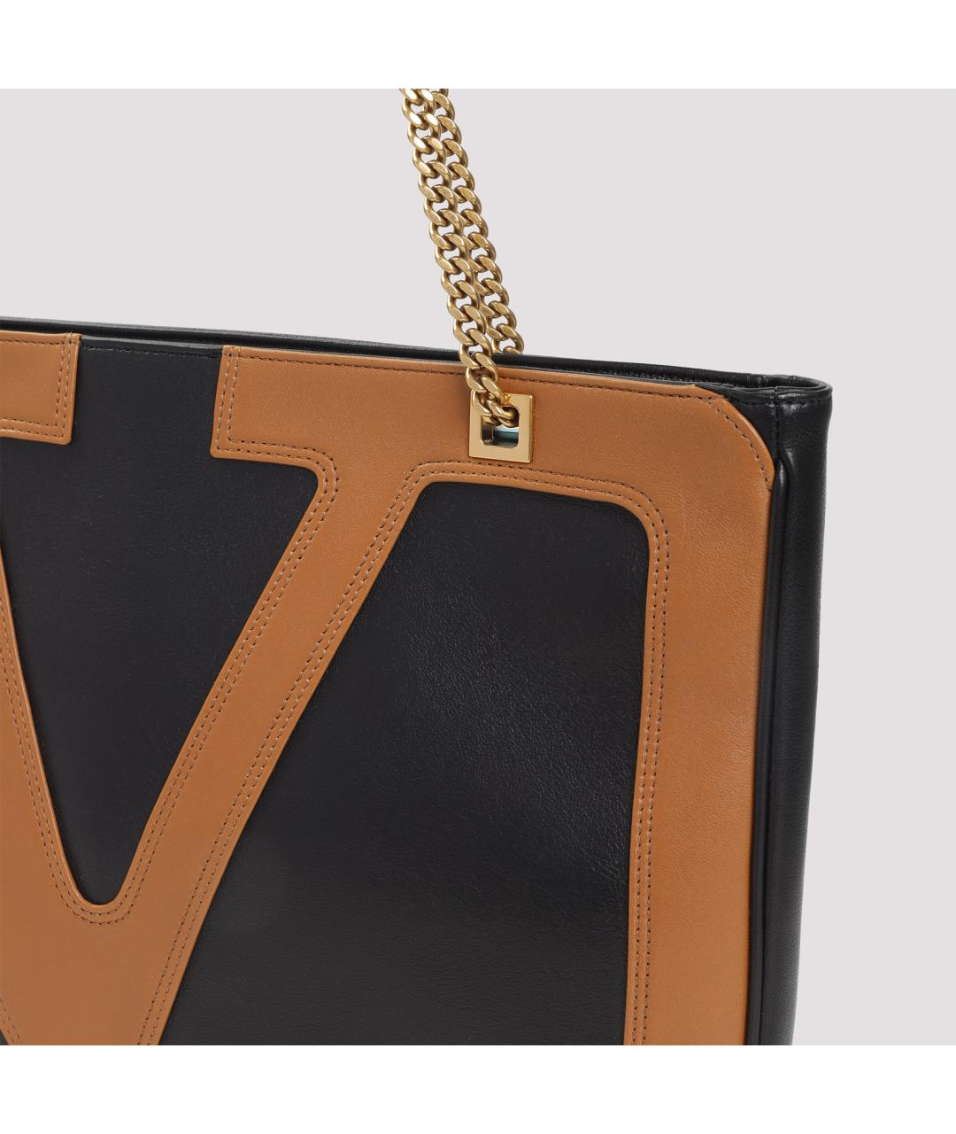 VALENTINO Черная кожаная сумка тоут, фото 3