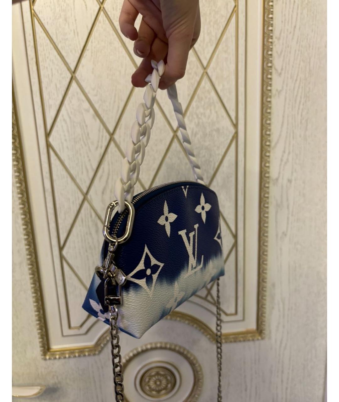 LOUIS VUITTON Синяя кожаная сумка с короткими ручками, фото 5