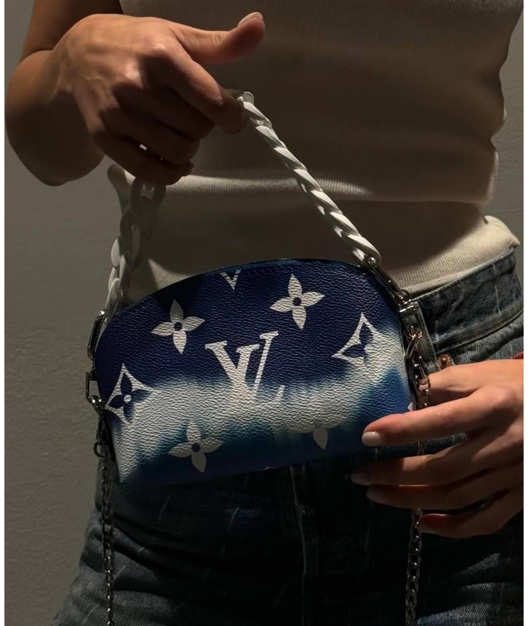 LOUIS VUITTON Синяя кожаная сумка с короткими ручками, фото 3