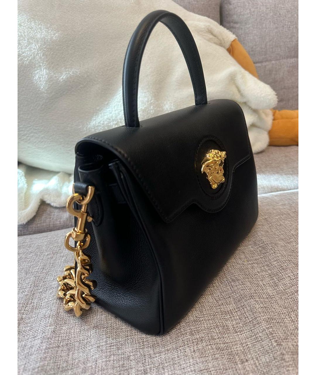 VERSACE Черная кожаная сумка с короткими ручками, фото 6
