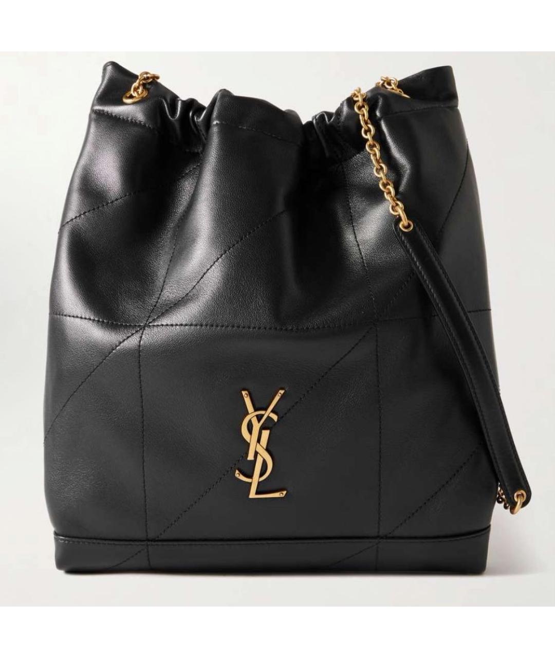SAINT LAURENT Черная кожаная сумка с короткими ручками, фото 4