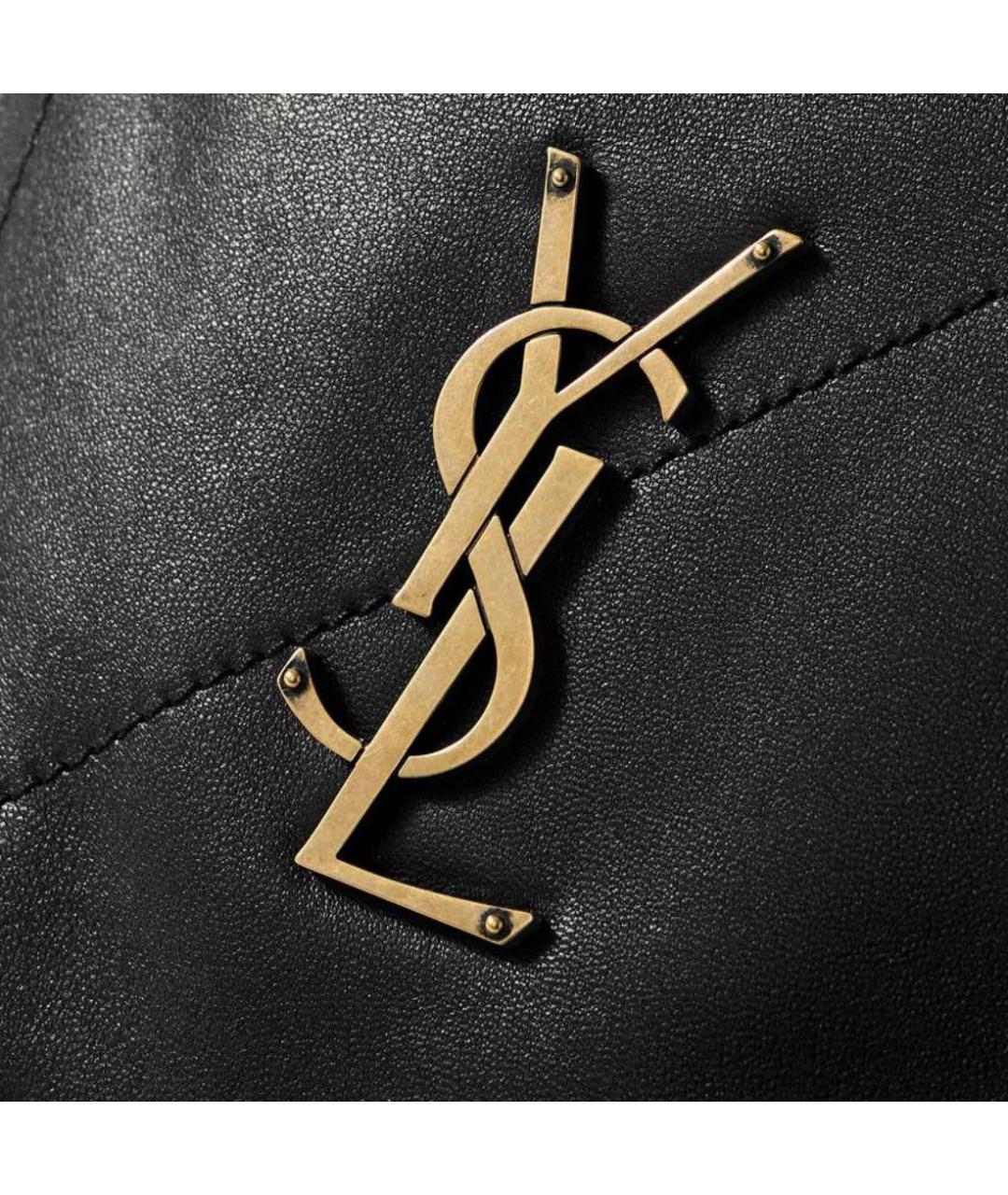 SAINT LAURENT Черная кожаная сумка с короткими ручками, фото 7