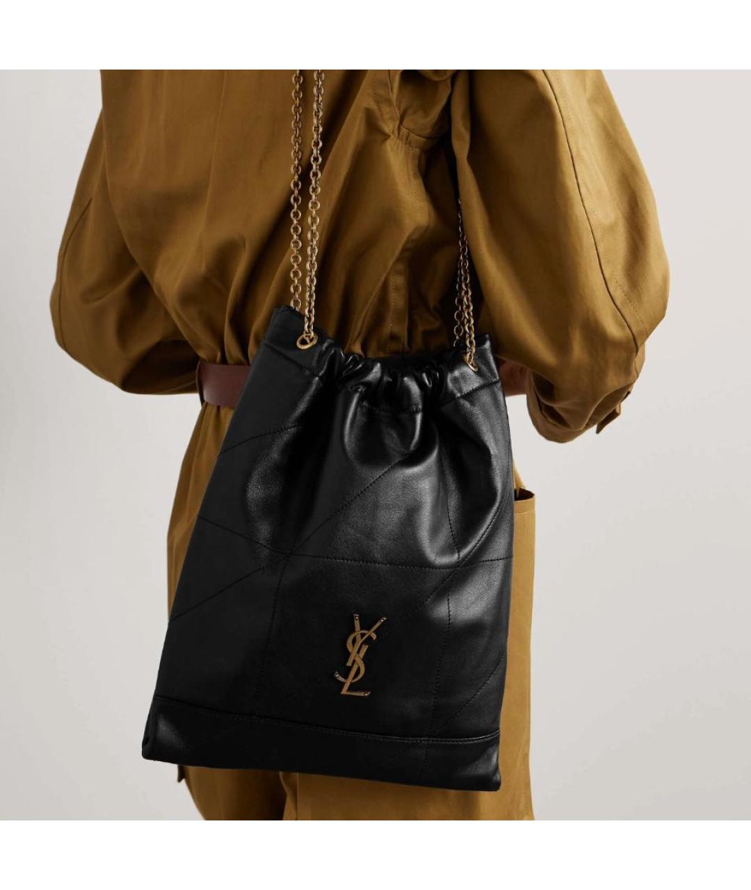 SAINT LAURENT Черная кожаная сумка с короткими ручками, фото 5
