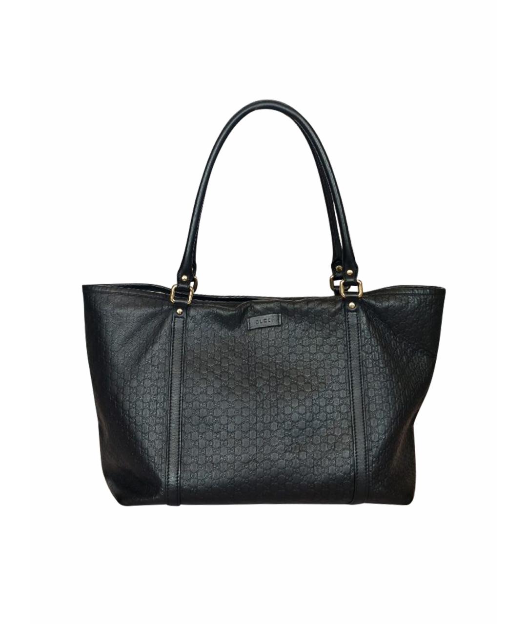GUCCI Черная кожаная сумка с короткими ручками, фото 1